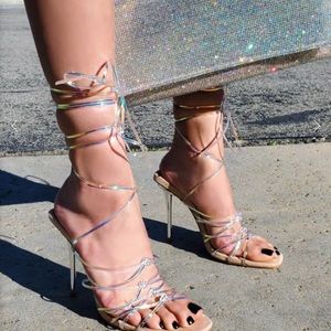 Translucent Tie up Heel